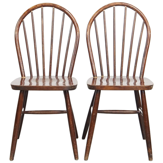 Set Van 2 Houten Vintage Spijlen Windsor Stoelen Uit De Jaren ’70 In Engelse Stijl 1