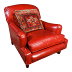 Vintage Lederen Fauteuil – Rood thumbnail 1