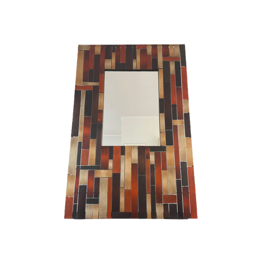 Unieke Spiegel. Deens Design Spiegel. Mid Century Stalen Spiegel. Zeldzame Spiegel 1