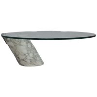 Oval Coffee Table In Carrara Marble And Glass By Ronald Schmitt, Germany, 1970s