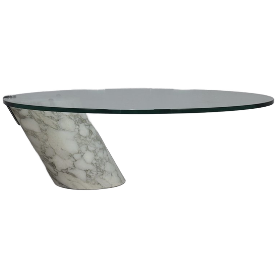 Oval Coffee Table In Carrara Marble And Glass By Ronald Schmitt, Germany, 1970s 1