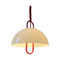 Witte Space Age Hanglamp Met Rood Frame En Plexiglas Kap Van Massive