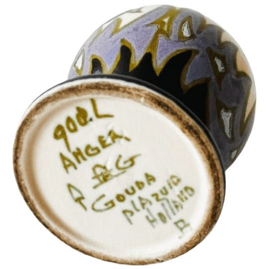 Art Nouveau Miniatuur Kannetje Anger 908l Gouda Plateel Zuid Holland 1920’s 1