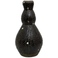 Zwarte Sgraffito Aboriginal / Australische Keramieken Vaas Met Parelmoer
