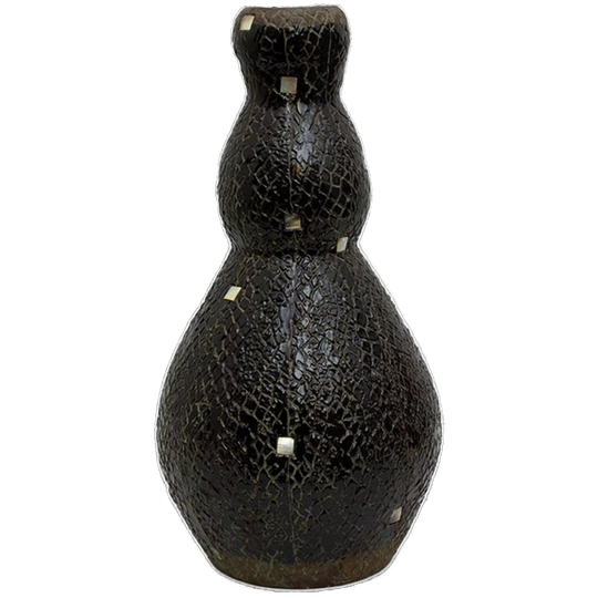 Zwarte Sgraffito Aboriginal / Australische Keramieken Vaas Met Parelmoer 1
