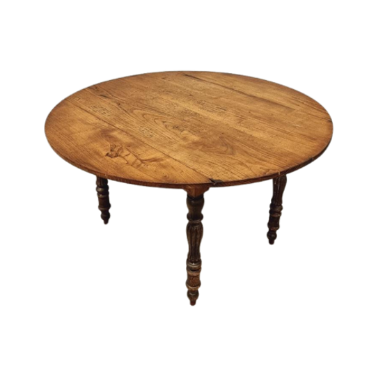 Antieke Hangoortafel Franse Tafel Kastanjehout Dia 132 Cm 1
