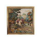 137 X 135 Cm Vintage Gobelin - Wandkleed Met Paarden thumbnail 1