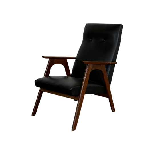 Louis van Teeffelen Fauteuil Zwart Skai Leer Voor Wébé 1