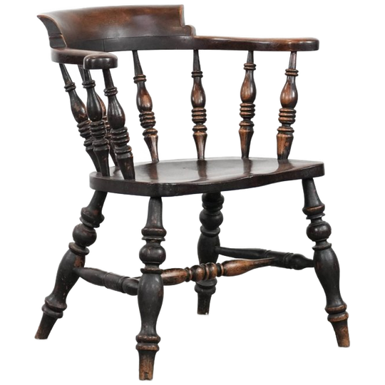 Antieke Engelse Captainchair/ Bijzetstoel/ Bureaustoel Uit Begin 19e Eeuw 1