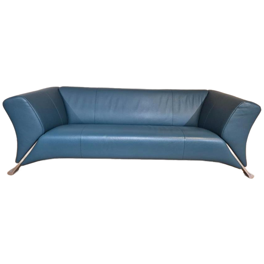 50% Korting Rolf Benz 322 - Petrol Leder - 3 Zits - Showroom 1