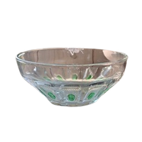 Vintage Glazen Schaal Met Groene Accenten, Bowl, Schaaltje