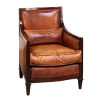 Mooie Schapenleren Artdeco Design Fauteuil/ Armchair Afgewerkt Met Hout thumbnail 1