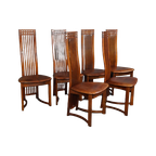 Set Van 6 Schapenleren Eetkamerstoelen In Art Nouveau Stijl thumbnail 1