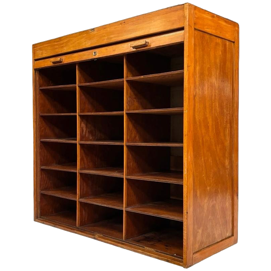 Vintage Hoge Kast Met Roldeur Jaren 50 Lp Kast Opbergmeubel 1