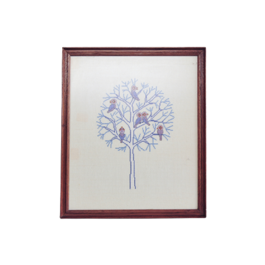 Lijst Geborduurde Blauwe Boom 1