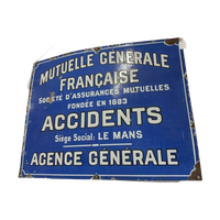 Emaille "Mutuelle Générale".Groot Emaille Bord.