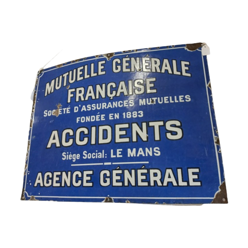 Emaille "Mutuelle Générale".Groot Emaille Bord.