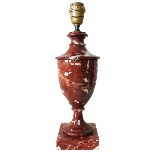 Antieke Louis Xvi-stijl Regency Lampenvoet Baluster Rood Marmer 1920’s 1