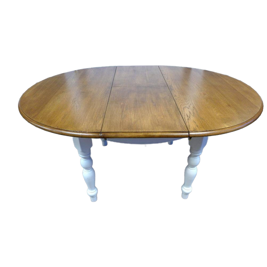 Landelijke Ronde Eiken Uitschuifbare Eettafel 120- 160 Cm 1