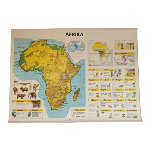 Kaart Afrika Vintage Schoolplaat