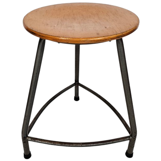 Ahrend De Cirkel - Industrieel - Krukje - Hout - Metaal - 60s 1