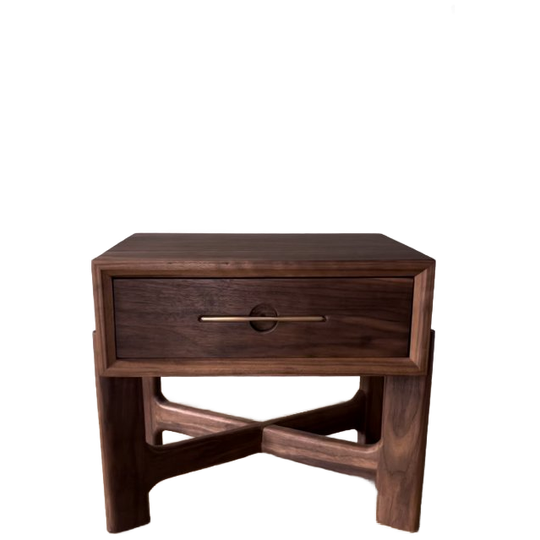 Handgemaakt Nachtkastje Van Massief Notenhout 1