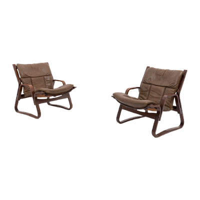 Set Of 2 Scandinavian Design Lounge Chairs / Fauteuil From Giske Carlsen For Kleppe