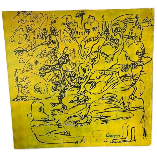 Vintage Geel Schilderij Gesigneerd Chupin 1
