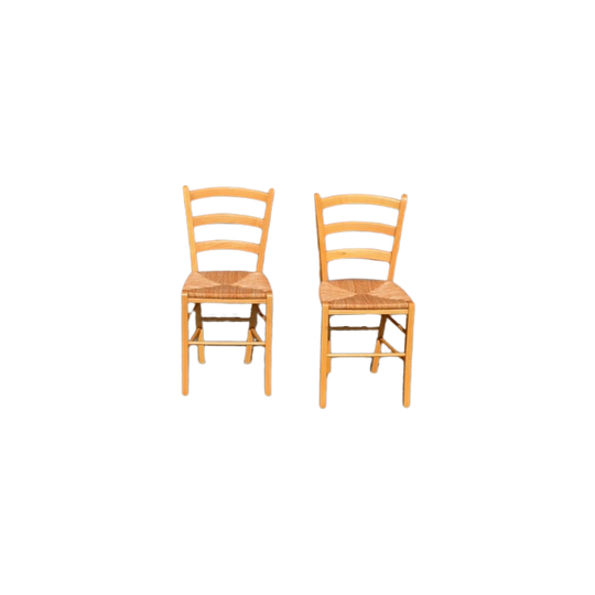 Beuken Stoelen Met Biezen Mat Set Van 2 1