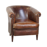 Mooie Statige Engelse Stijl Schapenleren Clubfauteuil Met Een Luxe Afwerking