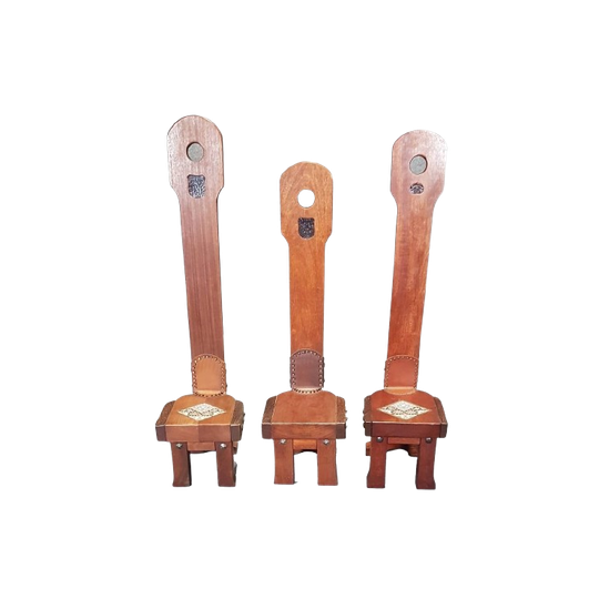 Set Of 3 Arts And Craft Vintage High Back Side Chairs. 1