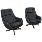 Zwarte Skai Kunstleder Draaifauteuil Uit Zweden thumbnail 1