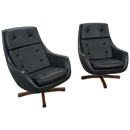 Zwarte Skai Kunstleder Draaifauteuil Uit Zweden 1