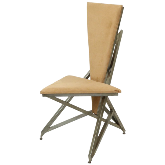 Unieke Design Stoel Kunstobject Handgemaakt Metaal Fluweel 1