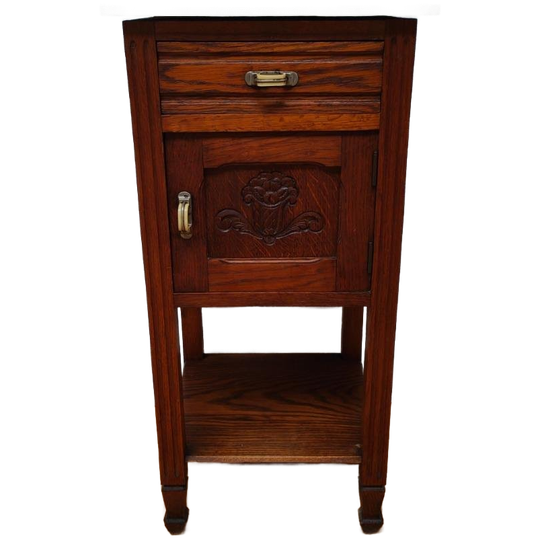 Vintage Antiek Nachtkastje Bijzetkastje Met Marmer Blad 403 1