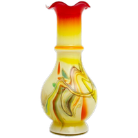 60’s Dalian Glass Co Murano Vaas Geel Oranje Aquarel