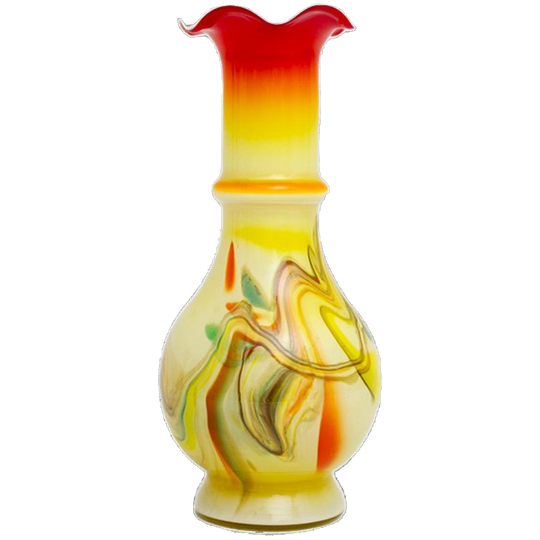 60’s Dalian Glass Co Murano Vaas Geel Oranje Aquarel 1