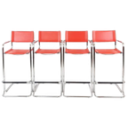 4 Krukken Rood Tuig Leer | Chroom | Marcel Breuer thumbnail 1