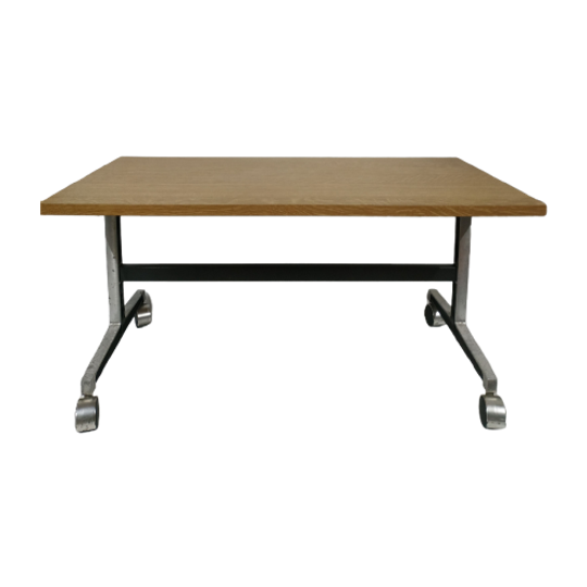 Industrieel Gefineerd Bijzet Tvtafel Op Wielen Jaren 70-80 1