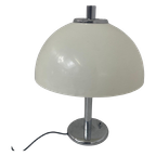 Egon Hillebrand - Table Lamp - Space Age - Mushroom Lamp - White Acrylic Shade And Chromed Base thumbnail 1