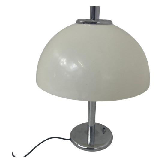 Egon Hillebrand - Table Lamp - Space Age - Mushroom Lamp - White Acrylic Shade And Chromed Base 1
