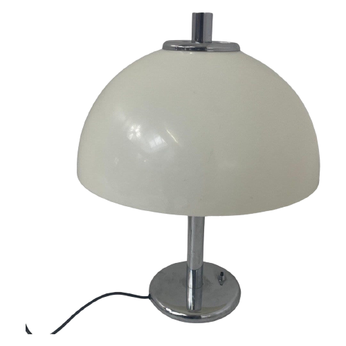 Egon Hillebrand - Table Lamp - Space Age - Mushroom Lamp - White Acrylic Shade And Chromed Base