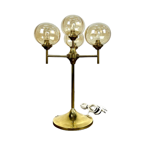 Vintage Ball Table Lamp With Brass Frame