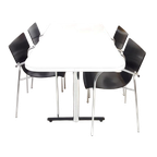 Setprijs! Vintage Witte Eettafel Zwarte Stoelen Chroom thumbnail 1