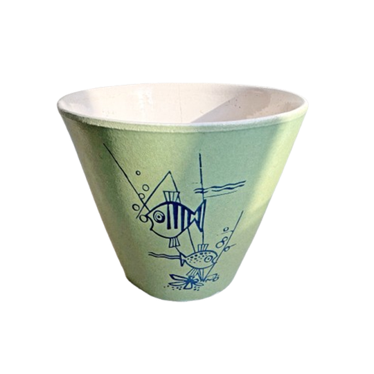 Vintage Keramiek Bloempot Met Vissen 1