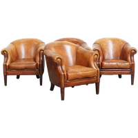 Unieke Set Van 4 Schapenleren Clubfauteuils Met Prachtige Kleuren En Een Comfortabele Zit