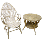 Mooi Rotantuin Setje Stoelen Tafeltje thumbnail 1