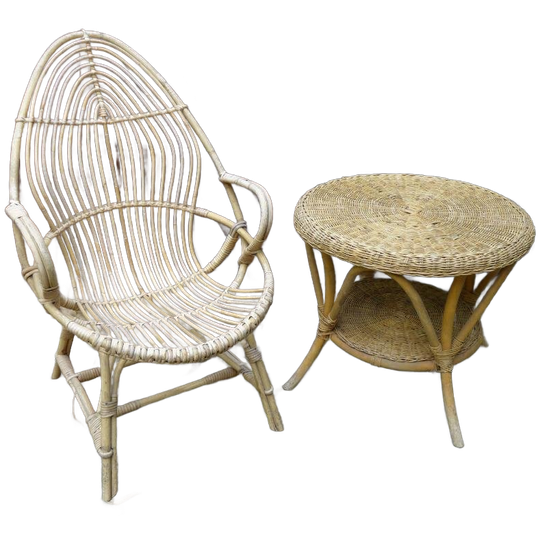 Mooi Rotantuin Setje Stoelen Tafeltje 1