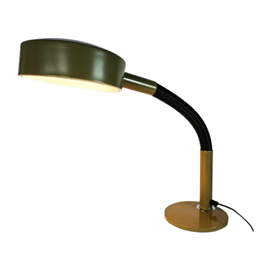 Hala Zeist - Model 708 - Bureaulamp - Olijfgroen - Flexibele Arm - 1970's 1