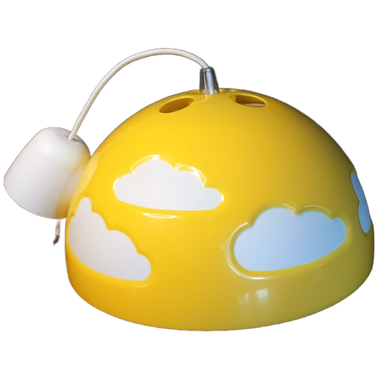 Vintage IKEA Skojig Cloud Hanglamp Uit De Jaren 90 - Geel & Wit - Ontworpen Door Henrik Preutz - Retro Lamp Voor De Babykamer Of Kinderkamer 1
